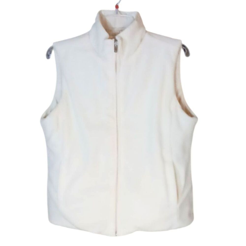 IZOD Women's Puffer Turtleneck Vest Reversible Winter White  Small
